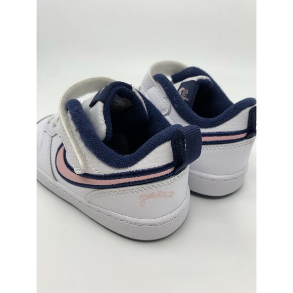 Nike Court Borough Low 2 White/Pink Glaze - Midnight Navy Toddler 6C - Picture 3 of 15